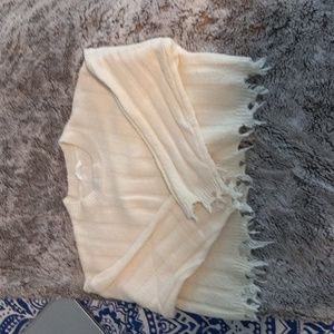 White distressed sweater